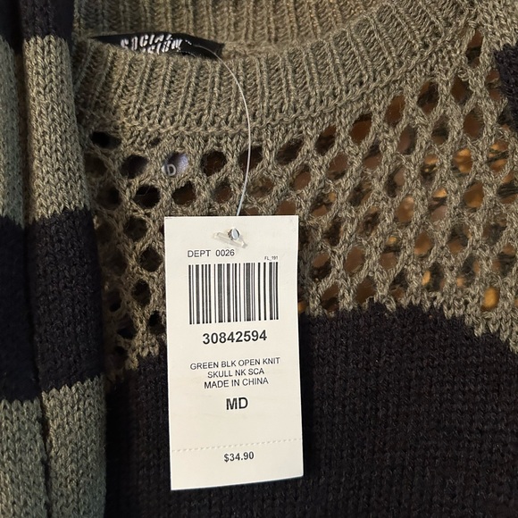 Hot Topic Social Collision Skull Girls Knit Sweater With Scarf NWT M - Picture 3 of 5